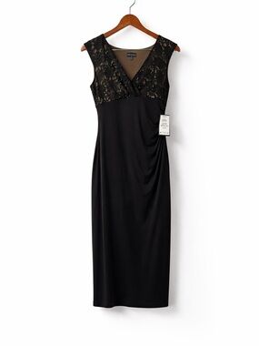 Black sequin Dress long Connected Apparel Black Lace Sequin Dress NWT Size 12